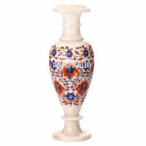12"x4&apos;&apos; Beautiful Handmade Marble Flower Vases Mosaic Inlay Home Art Gifts H3590   273406193523